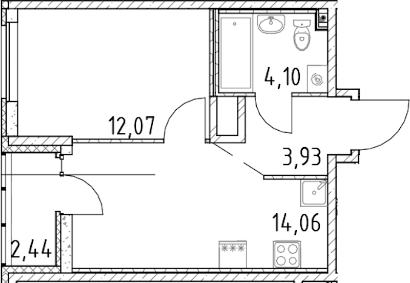 1-комнатная квартира 34.16 м², 17/23 эт., ЖК «Город Первых»